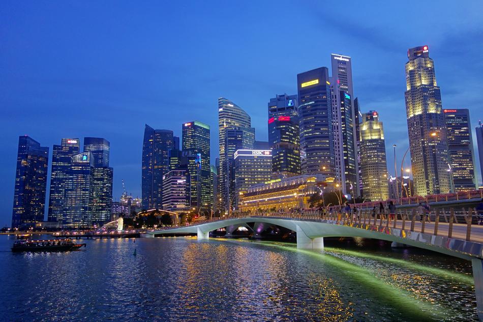 Singapore Bridge River Night