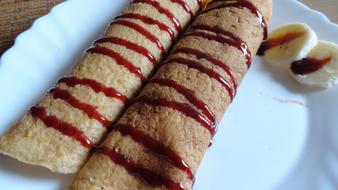 Pancakes with jam and banana