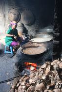 woman is cooking