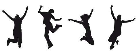 silhouette of happy people