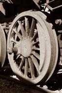 dusty train wheel
