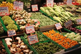 large vegetable display case