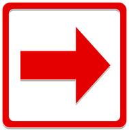 red arrow framed on a white background