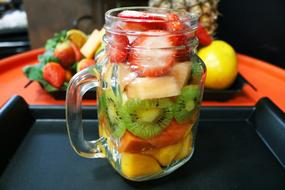 Fresh sweet fruit in a jar