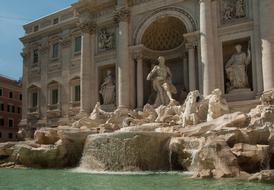 Roman sculptures in front of the building