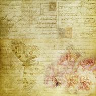 vintage letters, flowers and butterfly, collage, background