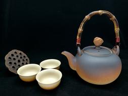teapot with white mugs