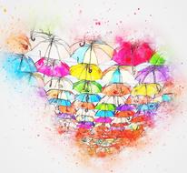 umbrella art abstract watercolor