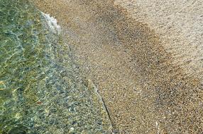 border of water and sand on the sea beach