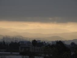 haze over the city in the mountains