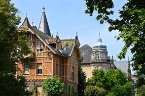 bushes in the background of a villa in Heidelberg, Germany