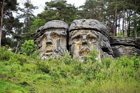Sandstone Rocks Carved Head