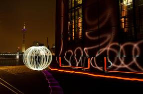 luminous decorations in the port of Dusseldorf