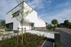 modern house with white facade