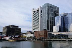 city embankment on cloudy weather, usa, Massachusetts, Boston