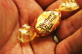 chocolate candy in a gold wrapper