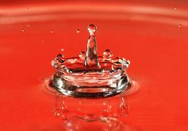 water drop on a red background