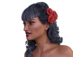 girl face with flowers in her hair