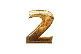 number two 2 digit golden glass