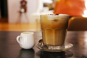 Milk foam coffees in a glass