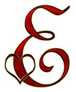 ornate letter and heart