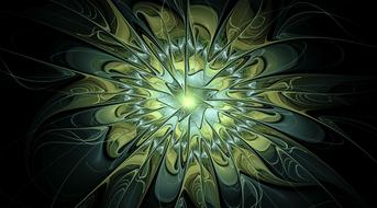 fractal green glowing flower