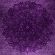 Beautiful, purple painting of the patterned Mandala, at purple background, clipart