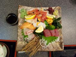 fish appetizer on a tray