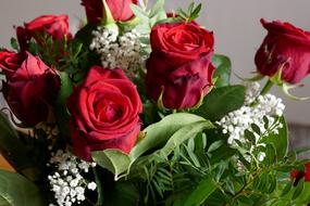 beautiful roses bouquet at home