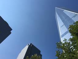 tops of Skyscrapers at sky, usa, New York city