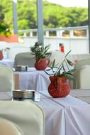 vases with flowers on the table