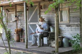 Reading old man Book