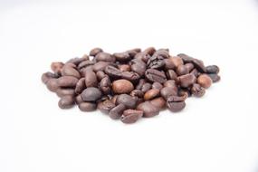 Roasted grains on a white background