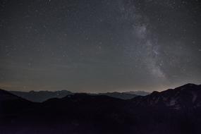 the silhouette of the mountains and the starry sky of the beautiful