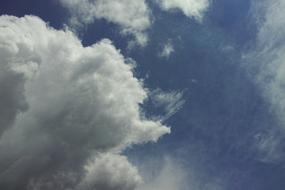 Beautiful, blue sky with the grey and white clouds, in the spring