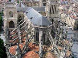 bird's eye view of the cathedral in the old city bordeaux