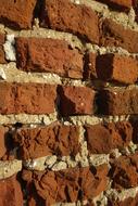 Close-up of the texture of the brick wall, in light and shadow