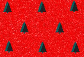 green christmas trees on red background