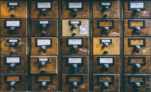 boxes with documents in the archive