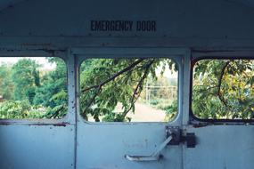 bus door landscape view