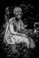 Black White photo of Cemetery Girl statue