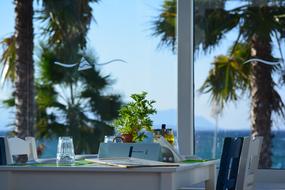 table in a restaurant on the beach