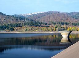 lake trees view landscape