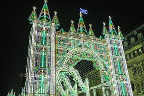 illuminated Christmas decorations in Edinburgh, Scotland