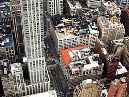 bird's eye view of the skyscrapers of a big city