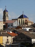 Beautiful and colorful church and other buildings in Spain