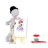 paint white male 3d model isolated