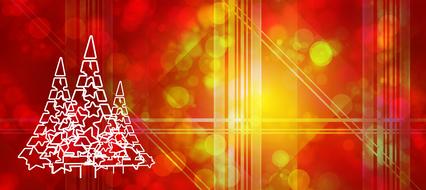 abstract christmas trees at red background