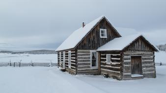 winter Snow Log Cabin