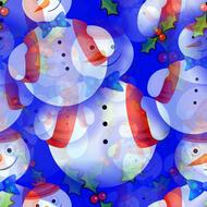 Pattern with the beautiful and colorful snowmen and decorations, clipart